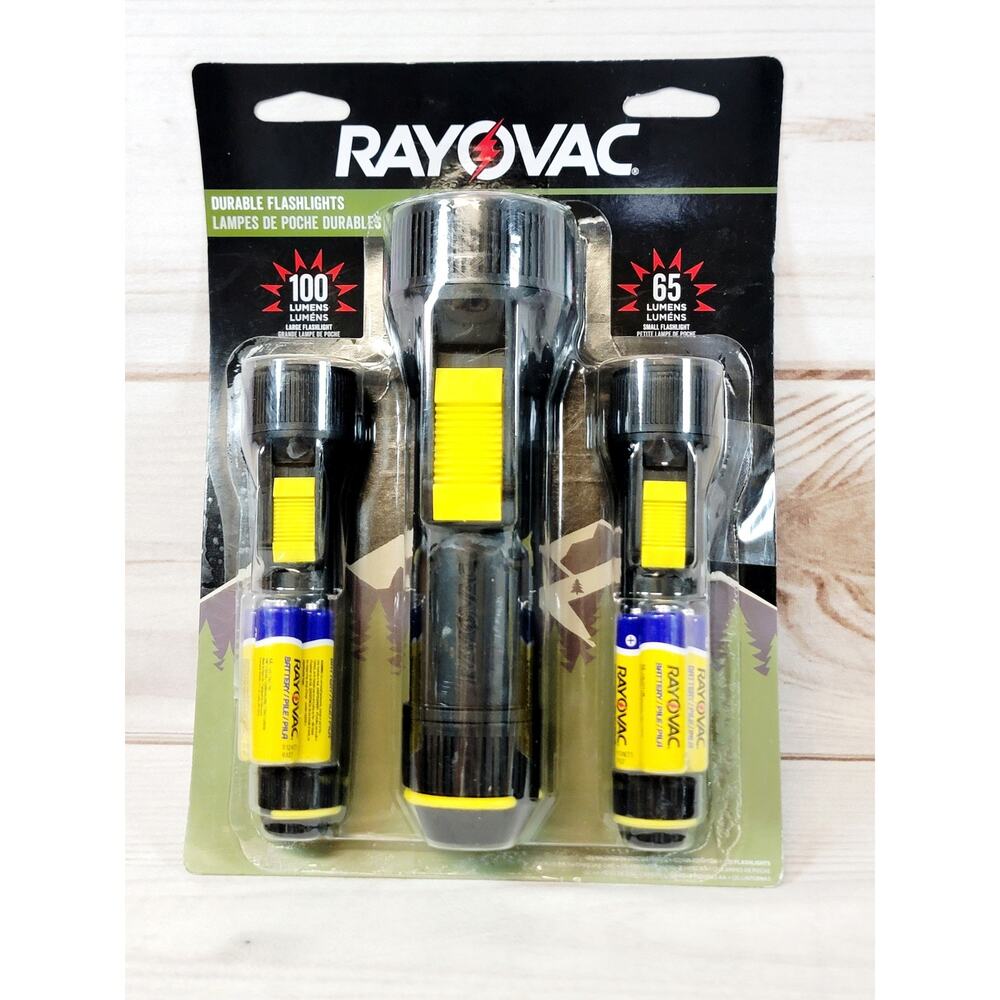 Rayovac Camping LED Bulb Flashlights 100 & 65 Lumens AA Size Battery NEW
